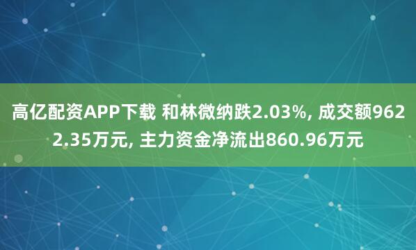 高亿配资APP下载 和林微纳跌2.03%, 成交额9622.35万元, 主力资金净流出860.96万元
