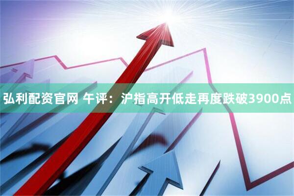 弘利配资官网 午评：沪指高开低走再度跌破3900点